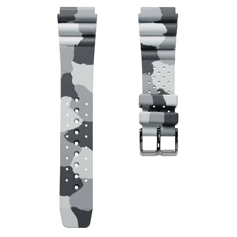 WatchGecko 285 Italian Rubber Diver's Watch Strap - Grey Camouflage