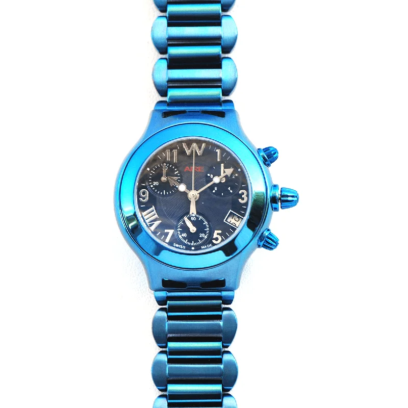 Women’s Watch - Aire Parlay Swiss Made Quartz Chronograph Diamond infused PVD Blue Unique Women's Watch