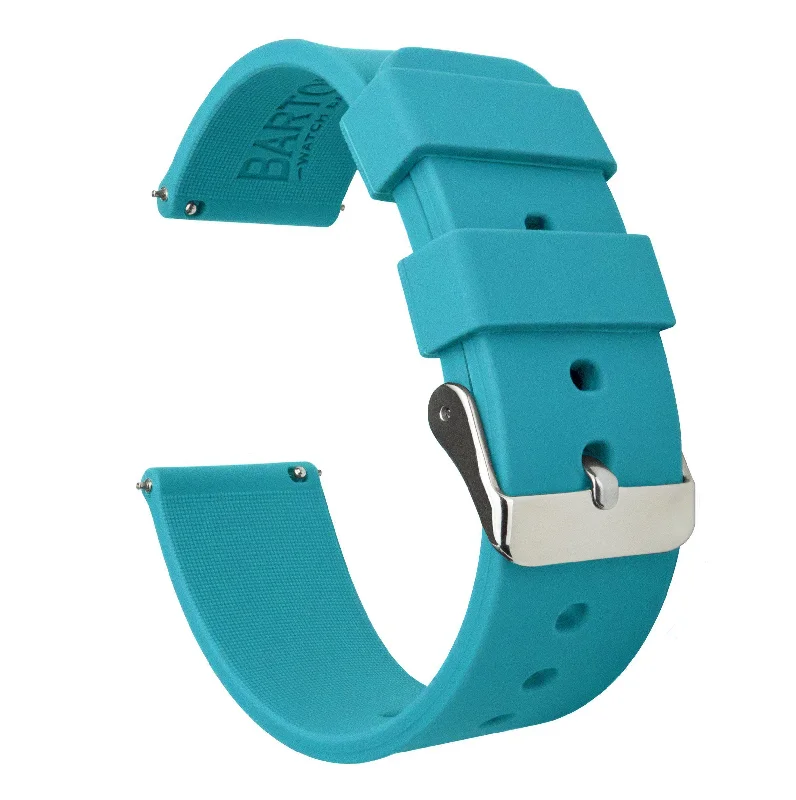 Aqua Blue Quick Release Silicone Rubber Watch Band