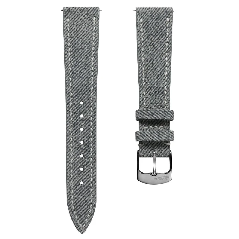 Arbour Hand-Stitched Denim Design Genuine Leather Watch Strap - Grey