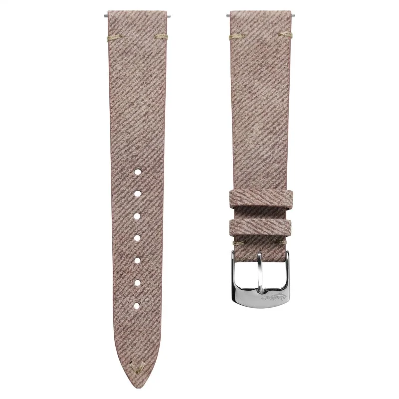 Arbour V-Stitch Denim Design Genuine Leather Watch Strap - Quartz Pink