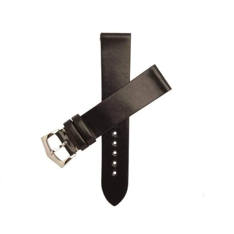 Black Cordovan Leather Watch Strap No Stitches