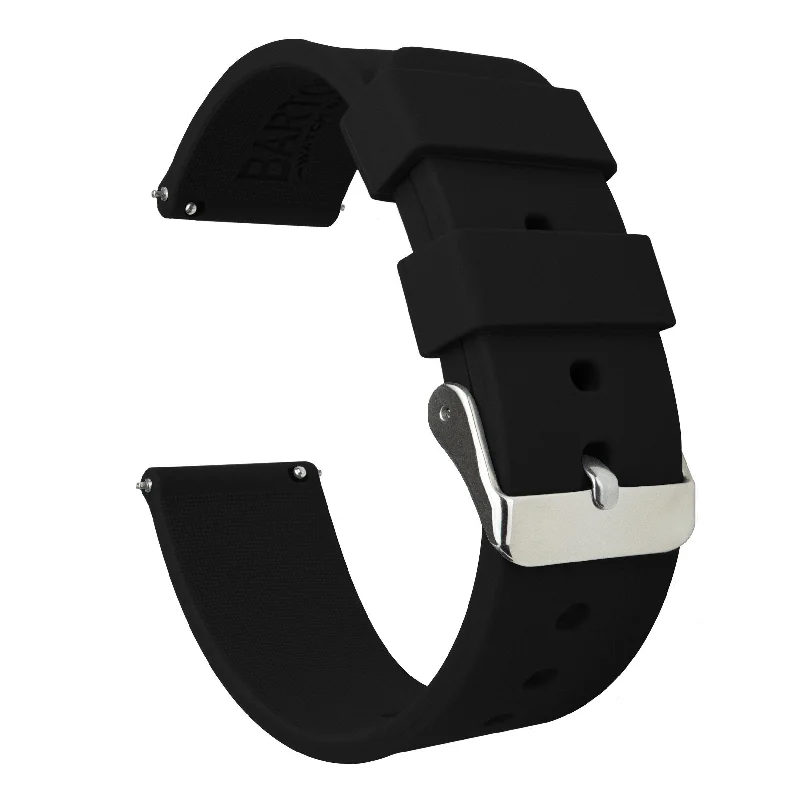 Black Quick Release Silicone Rubber Watch Band