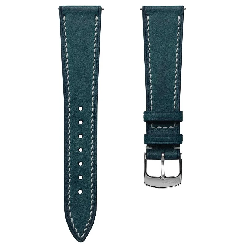 Bourton Hand-Stitched Genuine Italian Leather Watch Strap - Ocean Blue