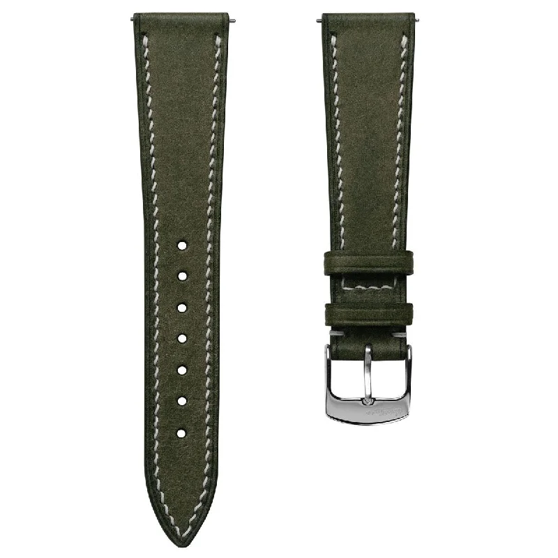 Bourton Hand-Stitched Genuine Italian Leather Watch Strap - Olive Green