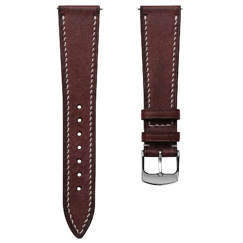 Bourton Hand-Stitched Genuine Italian Leather Watch Strap - Vintage Red