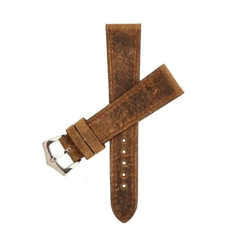 Brown Leather Vintage Brown Stitches Watch Strap