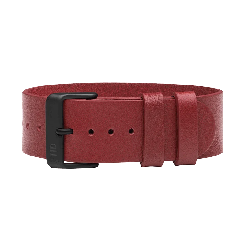 Burgundy Leather Strap with Black / Steel / Gold Buckle