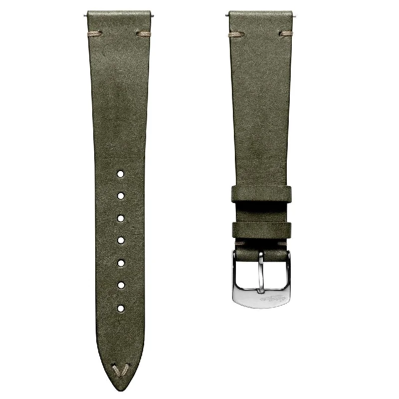 Charlbury V-Stitch Genuine Italian Leather Watch Strap - Ash Green