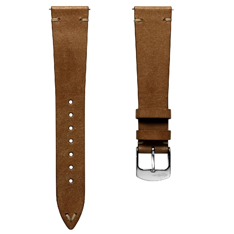 Charlbury V-Stitch Genuine Italian Leather Watch Strap - Light Brown