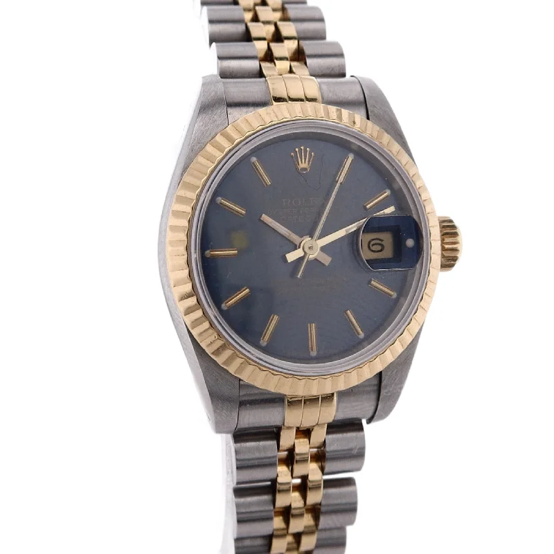 Estate Rolex Two-Tone Ladies Oyster Perpetual Datejust Navy Blue Dial