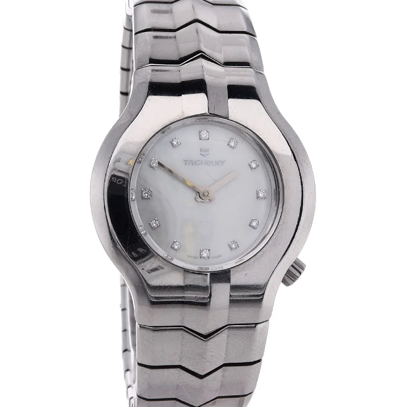 Estate Tag Heuer Stainless Steel Alter Ego White Mother of Pearl Diamond Dial With Box WP131B