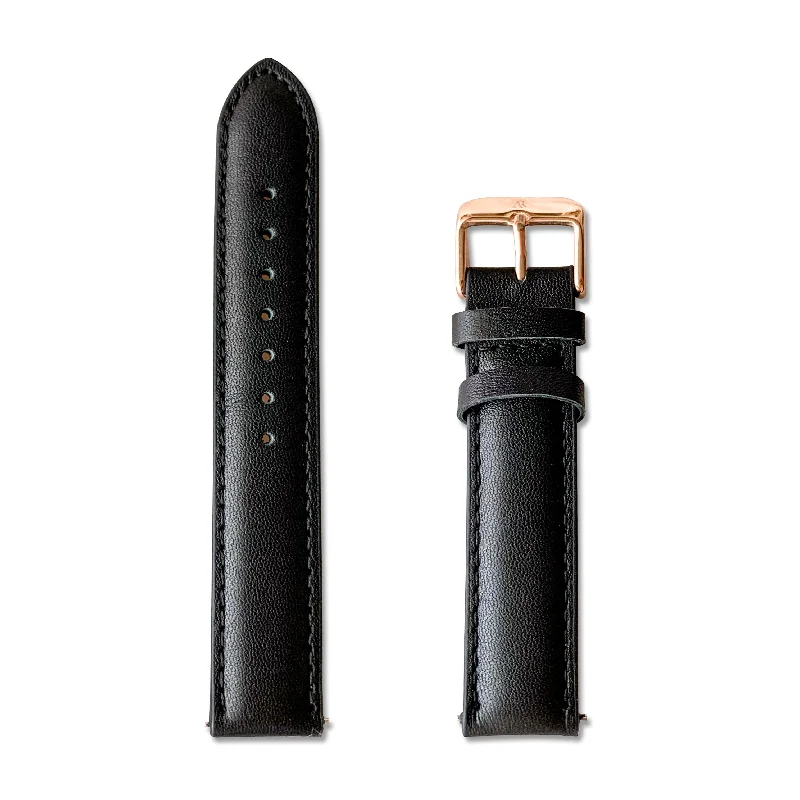 FirstLady Black/RoseGold leather strap