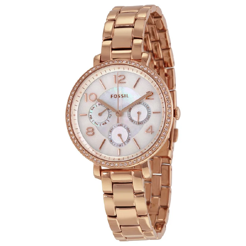 Fossil Jacqueline Multi-Function Mother of Pearl Dial Rose Gold-tone Ladies Watch ES3757