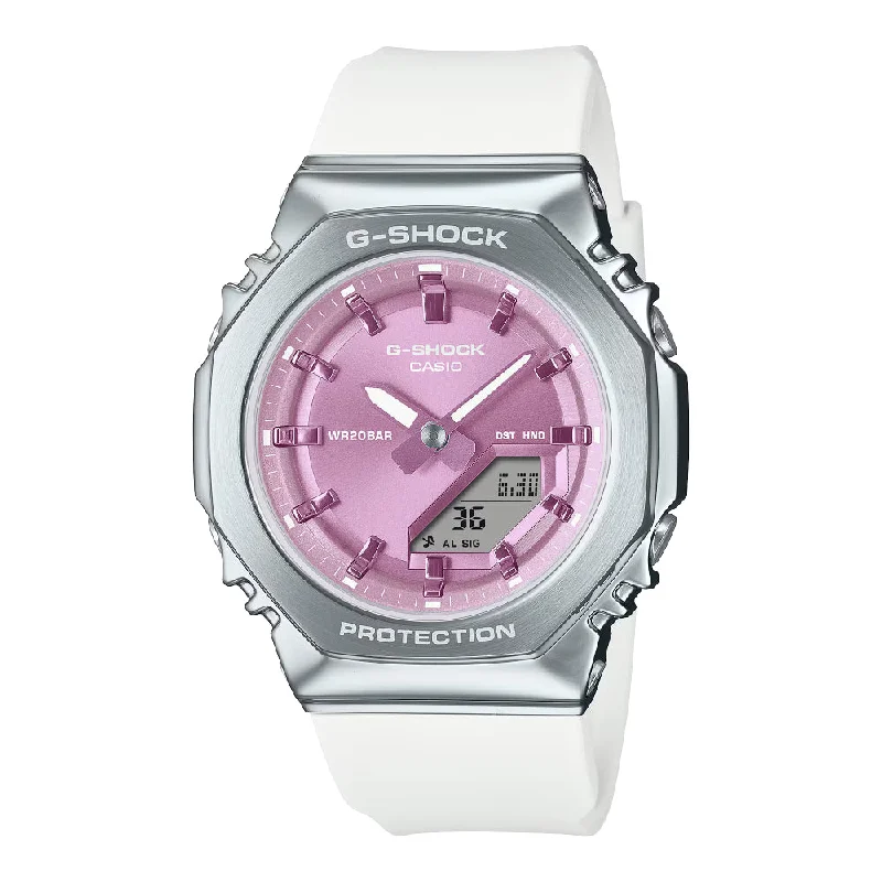 G-Shock Analog/Digital Watch - Purple Dial and White Resin Band