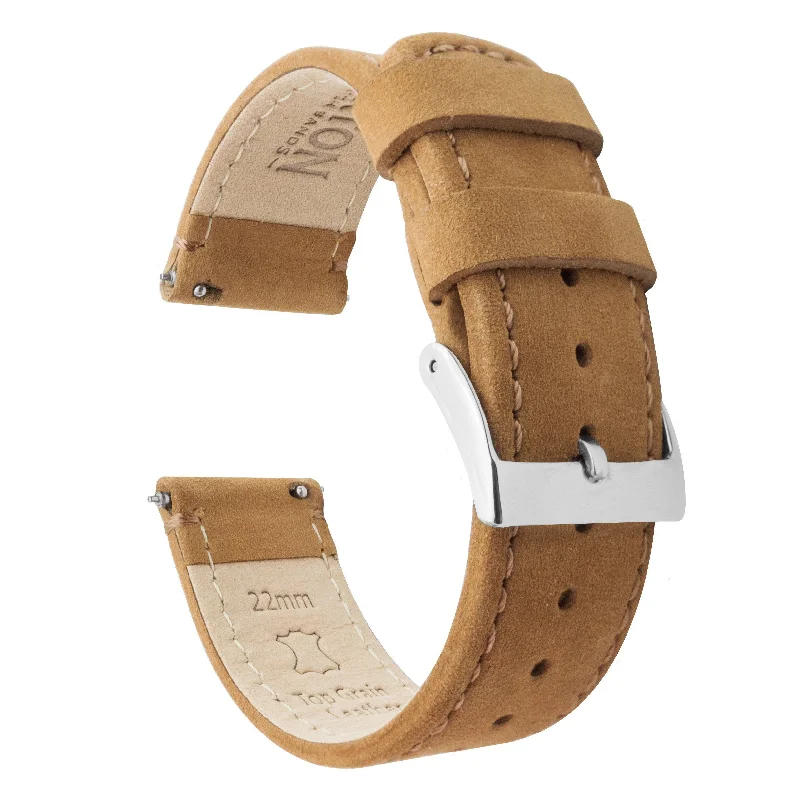 Gingerbread Brown Leather Quick Release Watch Band