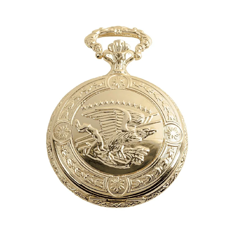 Golden Flying Eagle Hunter Pocket Watch & Chain