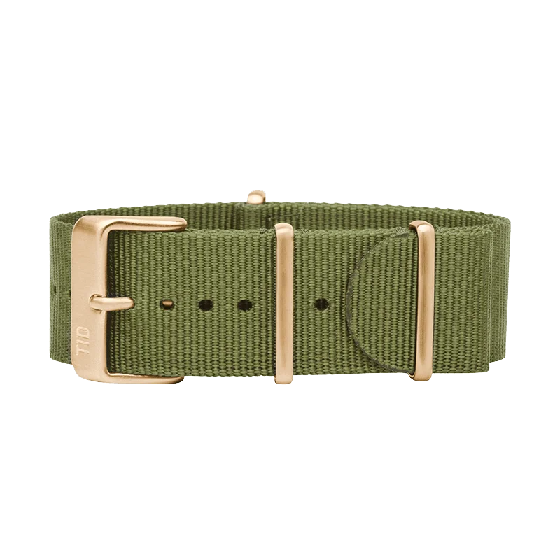 Green Nylon Strap with Black / Steel / Gold Buckle