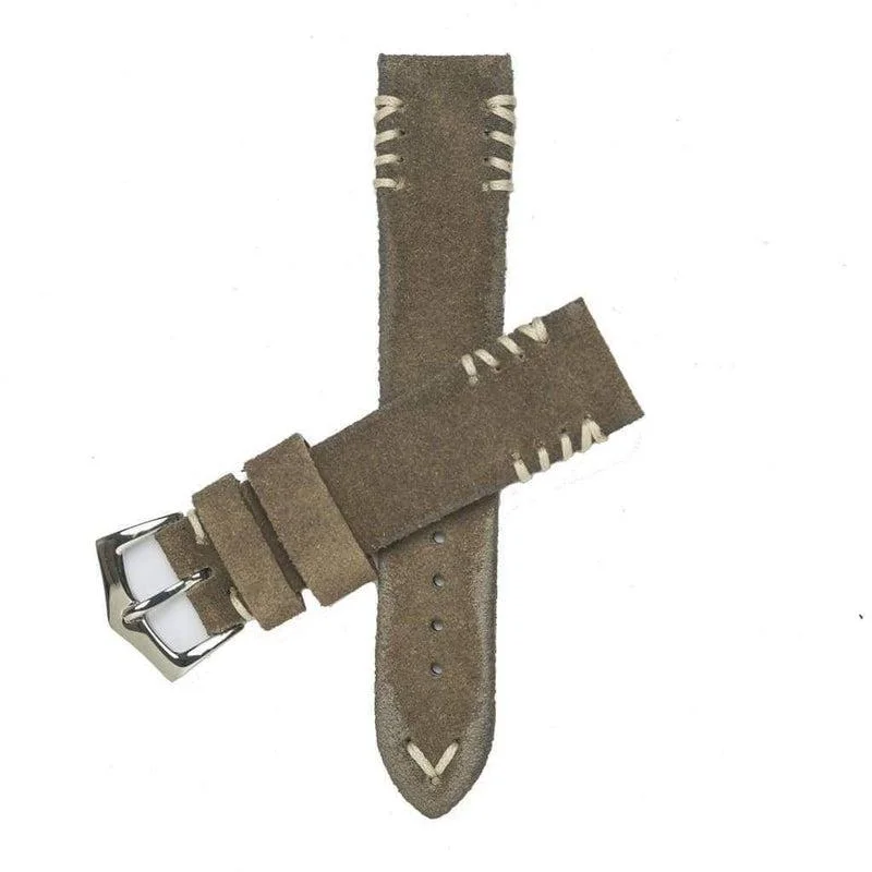 Grey Vintage Suede Tribal Stitches Watch Strap