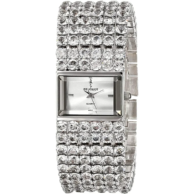 Women's Jeweled Evening Watch - 6 Strands of Genuine Swarovski Crystals