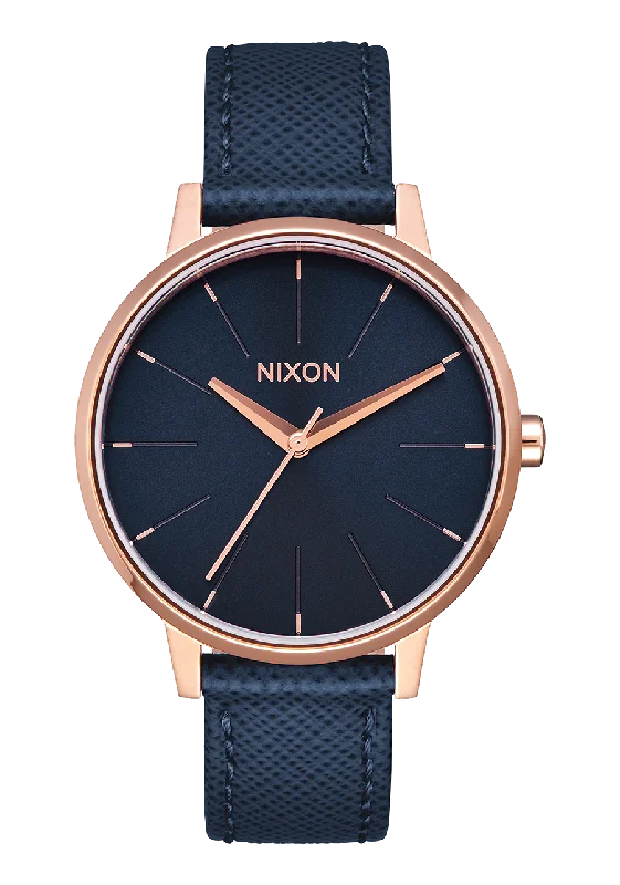 Kensington Leather - Navy / Rose Gold