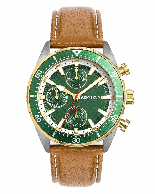 Lloyd™ | 42mm, Leather/Green/Silver/Gold