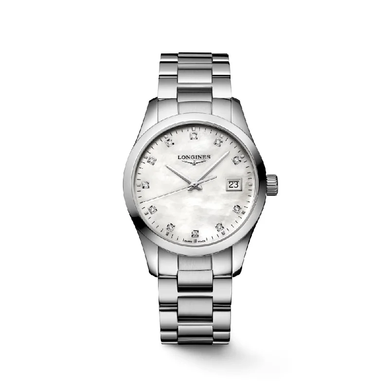 Longines Conquest Classic 34mm Quartz Watch with Diamonds