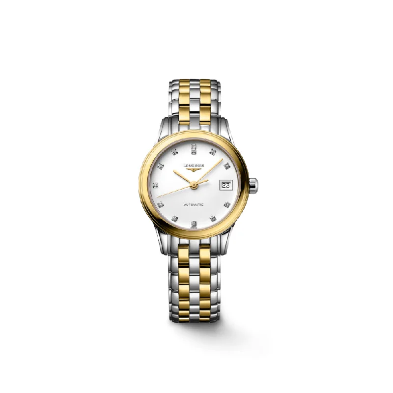 Longines Flagship Two-Tone 26mm Automatic White Dial with Diamond Indexes, L42743277