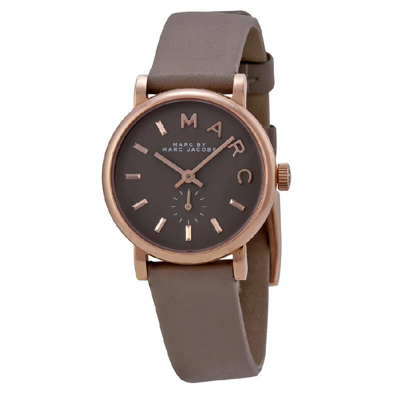 Marc by Marc Jacobs Baker Grey Dial Gravel Gray Leather Ladies Watch MBM1318