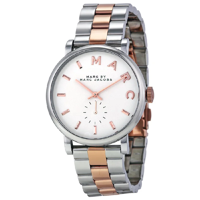 Marc By Marc Jacobs White Dial Two Tone Stainless Steel Ladies Watch MBM3312