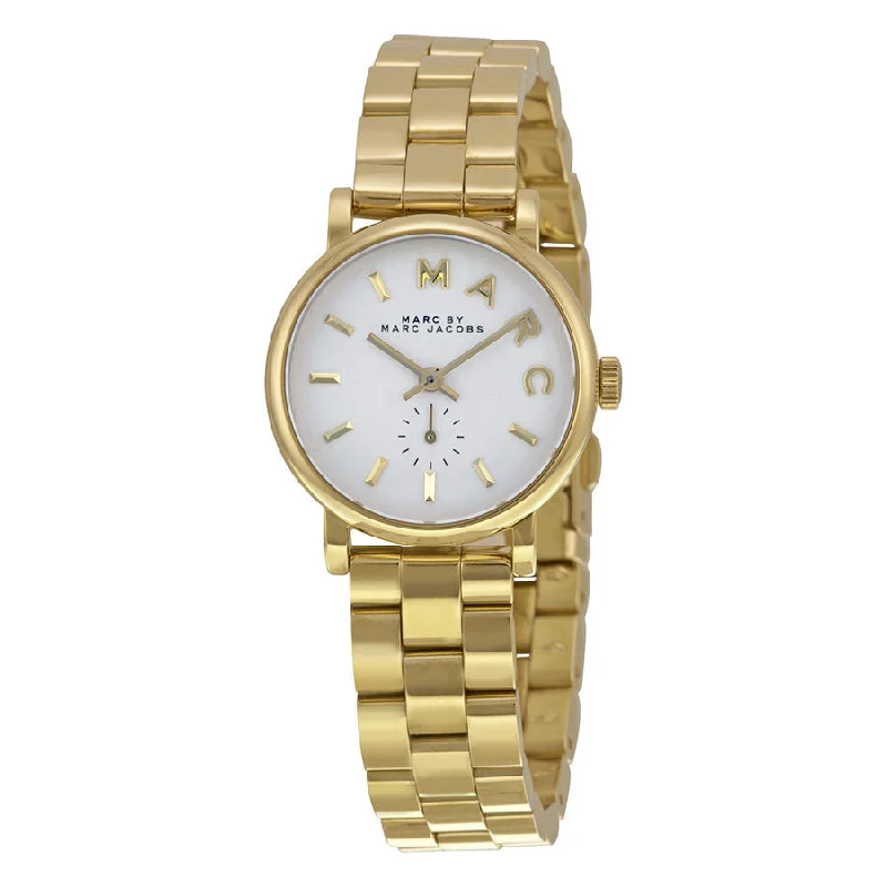 Marc By Marc Jacobs White Pearlized Dial Gold-tone Stainless Steel Ladies Watch MBM3247