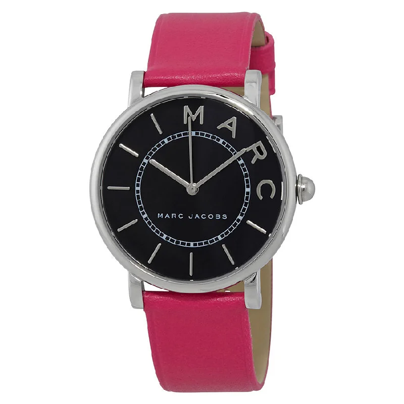 Marc Jacobs Roxy Black Dial Ladies Pink Leather Watch MJ1535