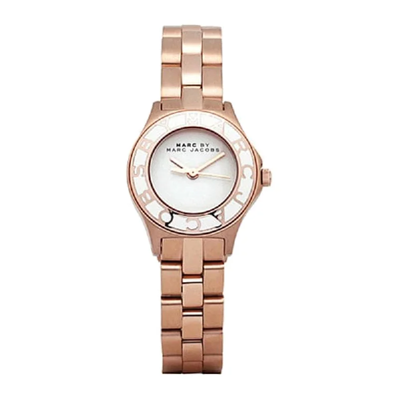 Marc By Marc Jacobs Small Blade Silver Women’s Rose Gold Logo Watch MBM3076