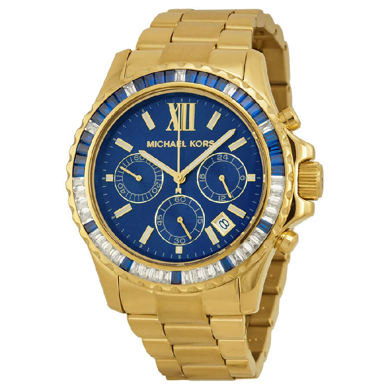 Michael Kors Everest Chronograph Navy Dial Gold-tone Ladies Watch MK5754