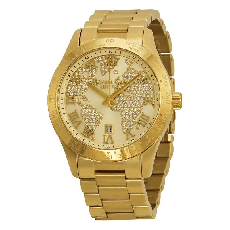 Michael Kors Layton Watch Pave-Embellished Engraved Map Women's Watch MK5959