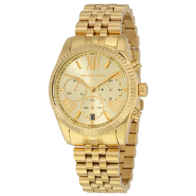 Michael Kors Lexington Chronograph Champagne Dial Ladies Watch MK5556