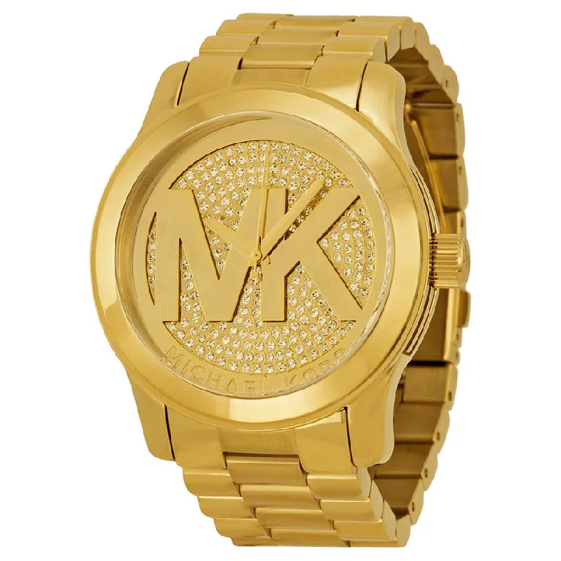 Michael Kors Runway Gold Dial Crystal Ladies Watch MK5706