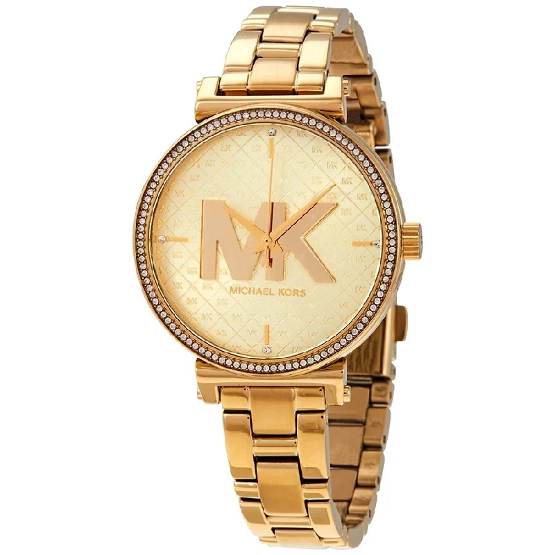 Michael Kors Sofie Quartz Crystal Gold Dial Ladies Watch MK4334