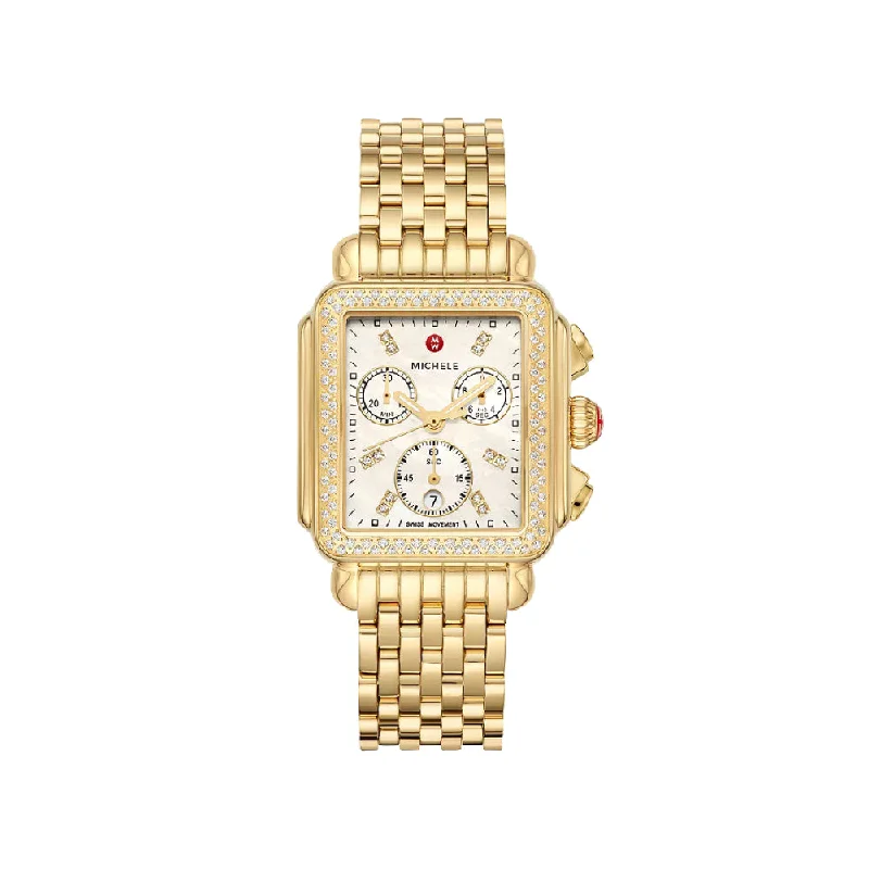 Michele Deco 18k Gold Diamond Watch