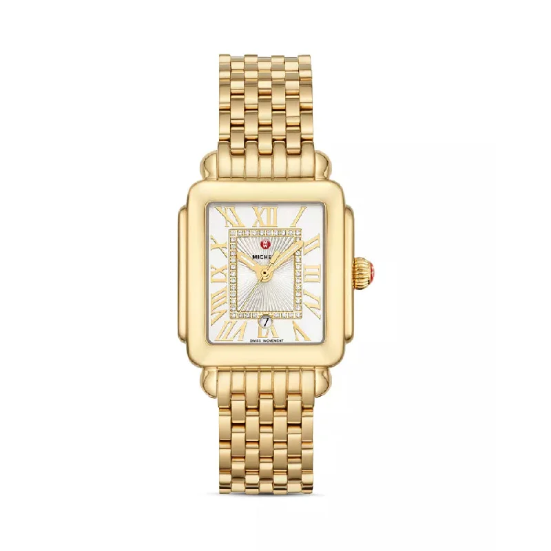 Michele Deco Madison Mid 18k Gold Diamond Watch