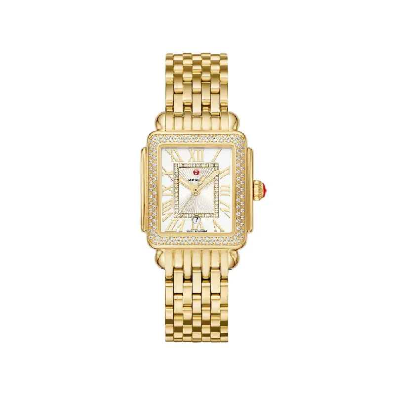 Michele Deco Madison Mid 18k Gold Diamond Watch