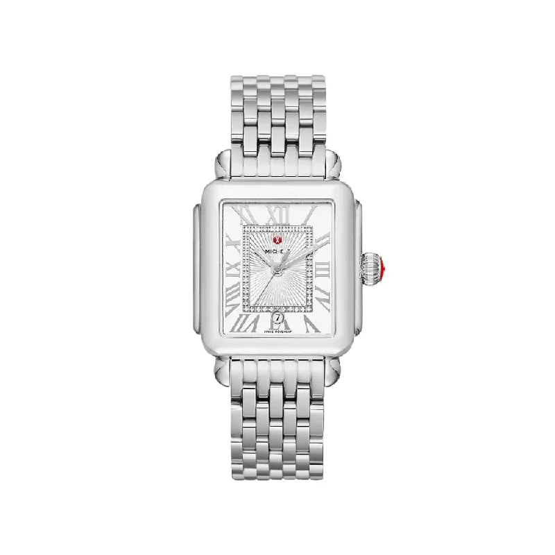 Michele Deco Madison Stainless Diamond Dial Watch