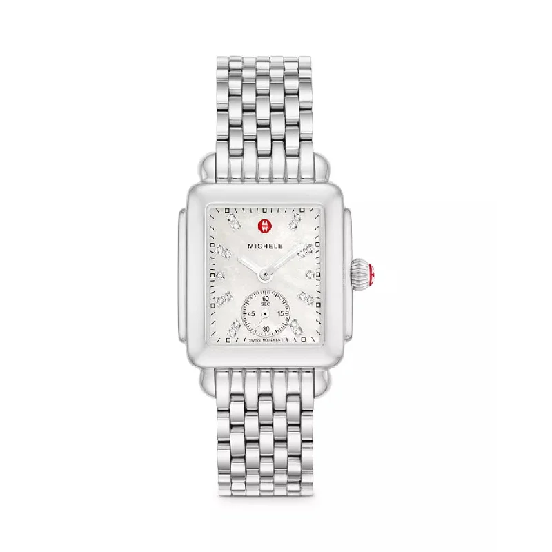 Michele Deco Mid Stainless Diamond Dial Watch