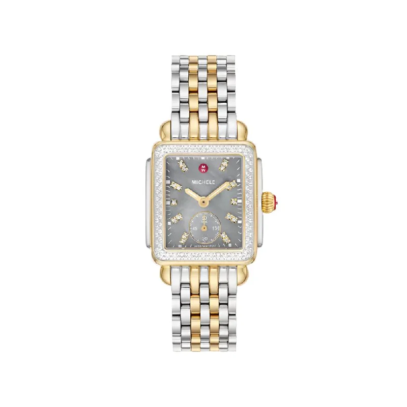 Michele Deco Mid Two-Tone 18K Gold-Plated Diamond Watch