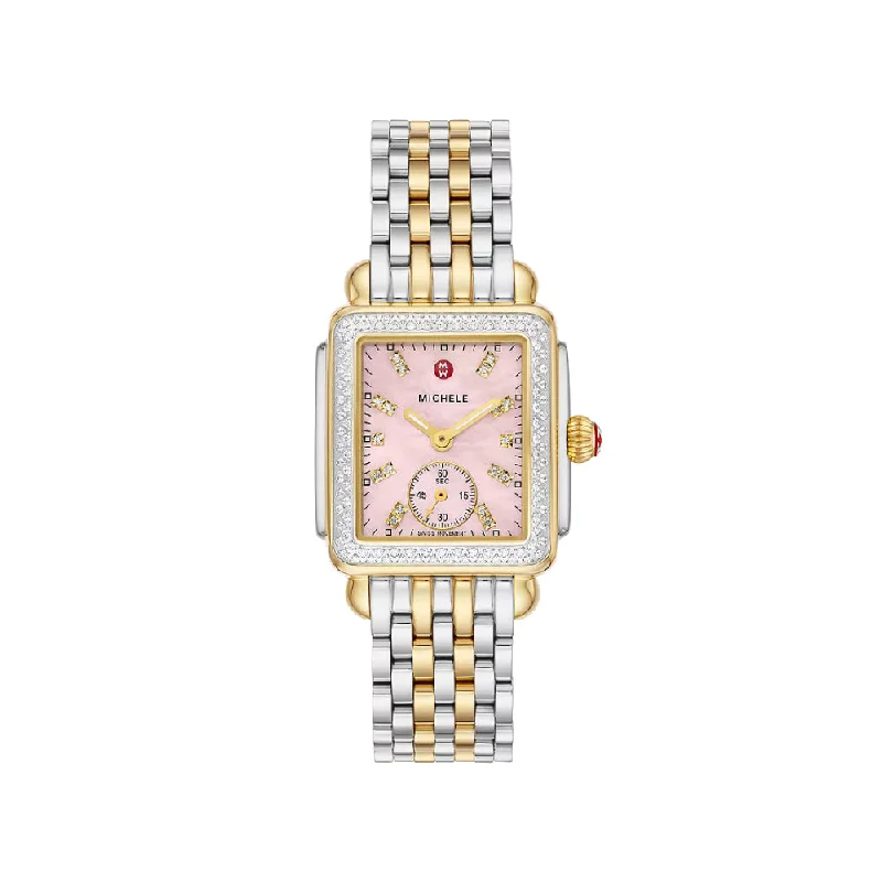 Michele Deco Mid Two-Tone 18k Gold-Plated Diamond Watch