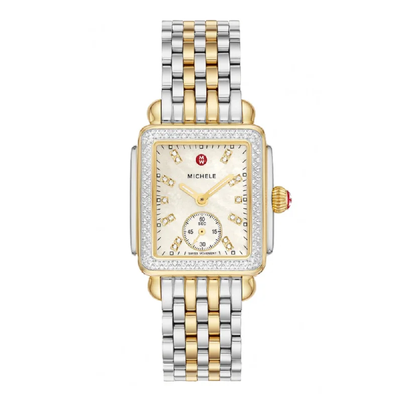 Michele Deco Mid Two-Tone Diamond Watch - Mother of Pearl Dial