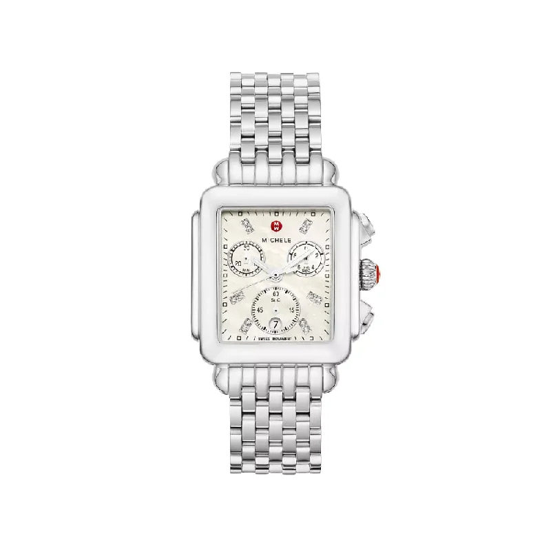 Michele Deco Stainless Diamond Dial Watch