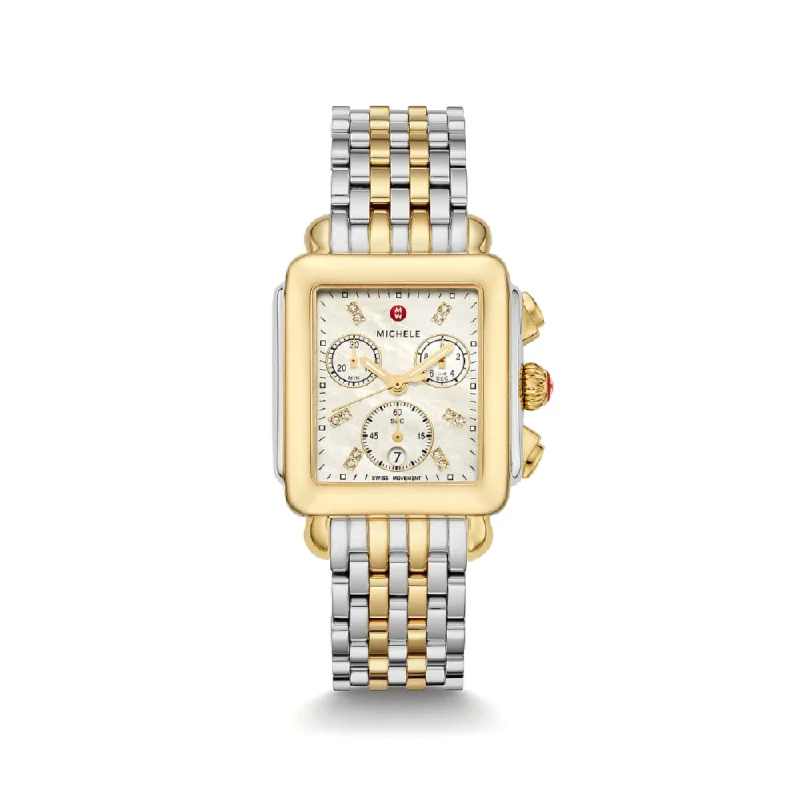 Michele Deco Two-Tone 18K Gold Diamond Dial Watch