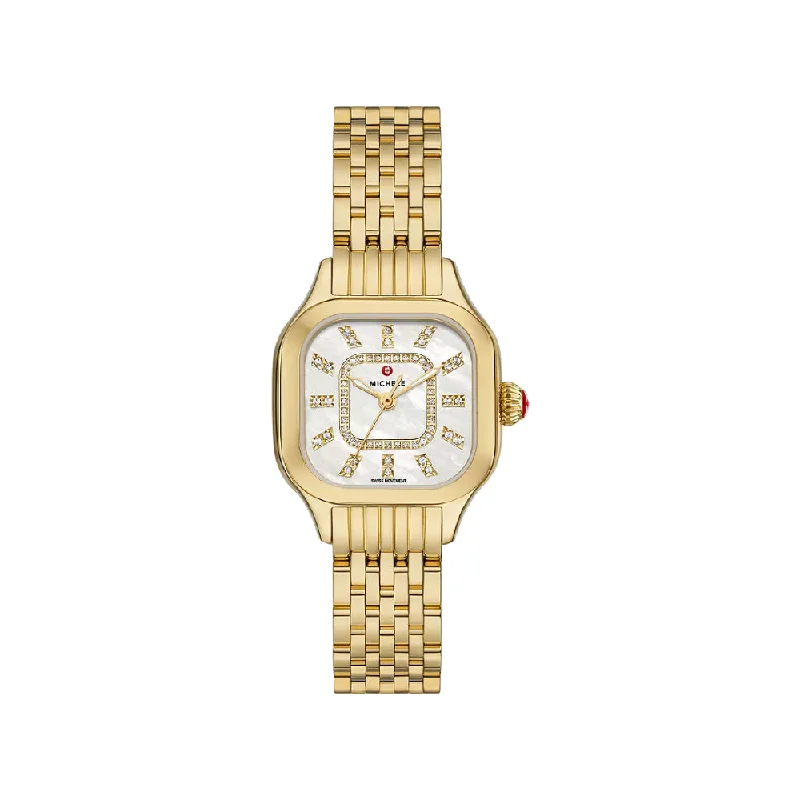 Michele Meggie 18k Gold-Plated Diamond Dial Watch - White MOP Dial