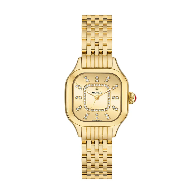 Michele Meggie High Shine Diamond Dial Gold Watch